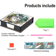 Load image into Gallery viewer, 5D DIY Leather Leopard Diamond Painting Notecard Box Gem Art Sticky Note Holder Christmas
