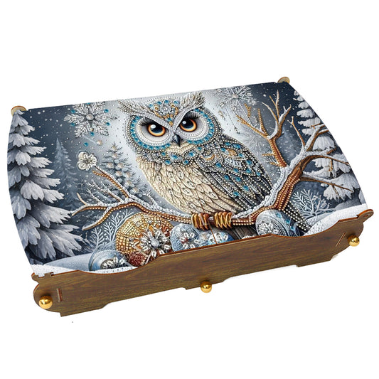 Owl DIY Diamond Art Wooden Storage Box for Jewelry & Crafts Organization