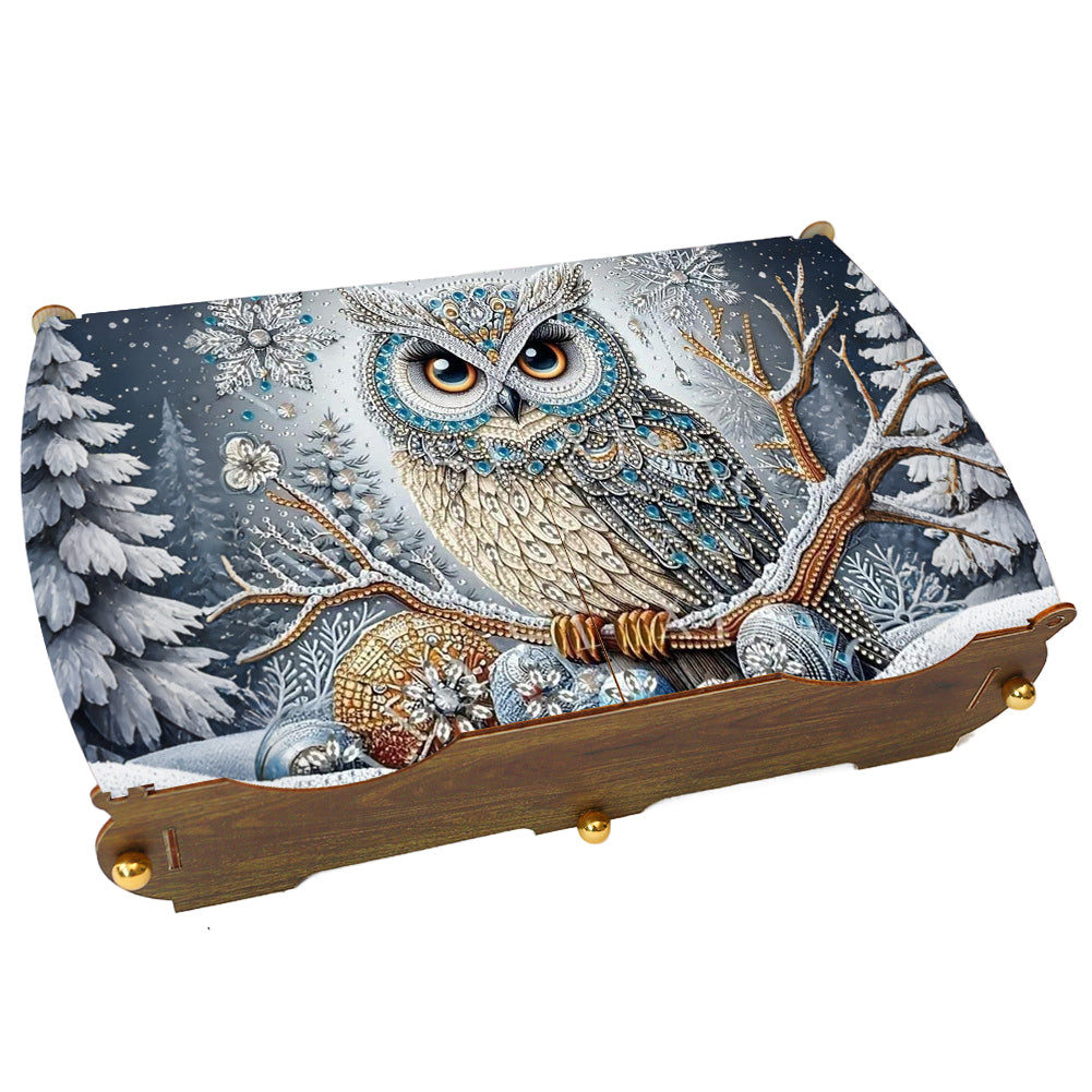 Owl DIY Diamond Art Wooden Storage Box for Jewelry & Crafts Organization