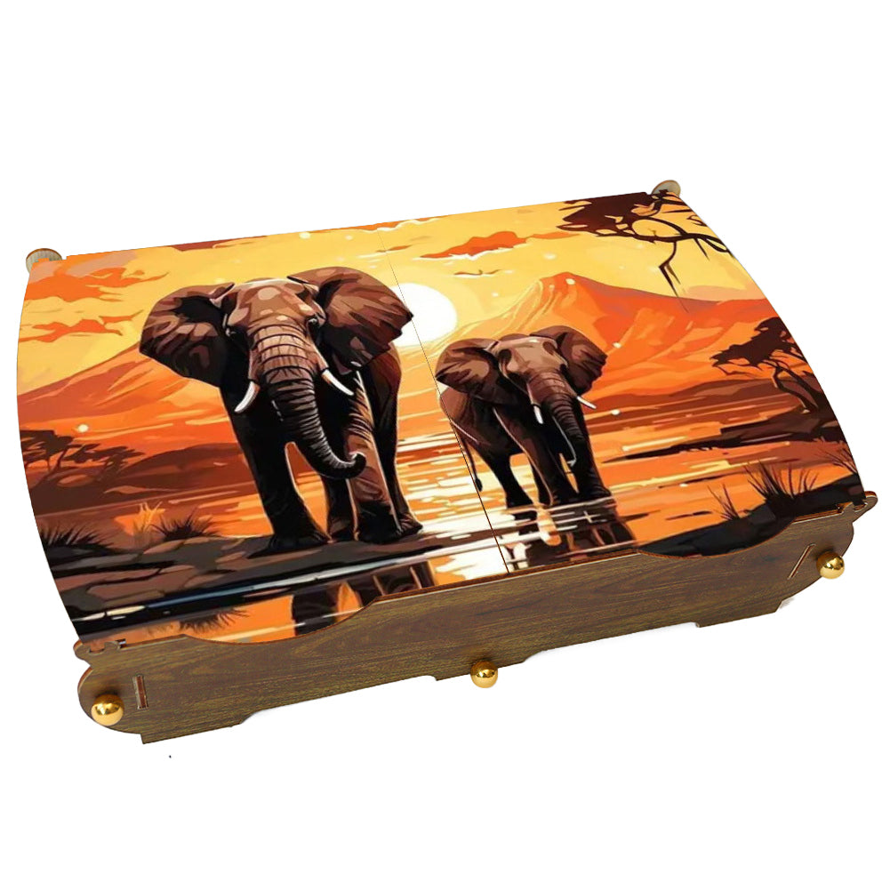 Elephant DIY Diamond Art Wooden Storage Box for Jewelry & Crafts Organization