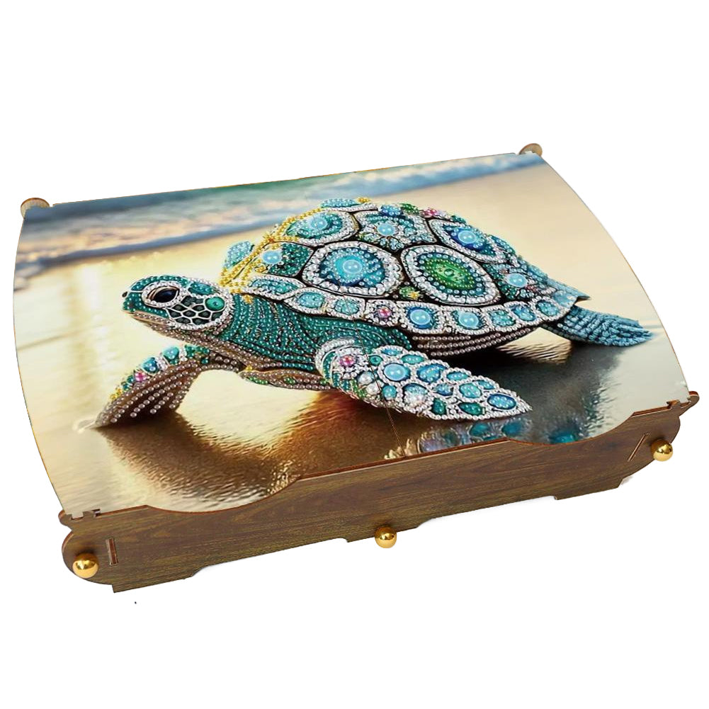 Turtle DIY Diamond Art Wooden Storage Box for Jewelry & Crafts Organization