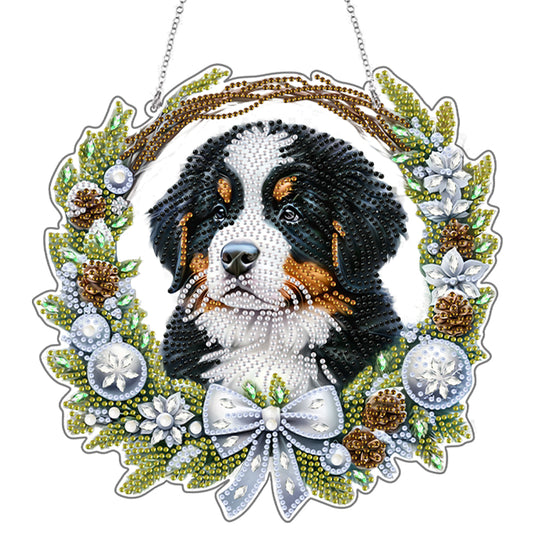2D Flat Dog DIY Acrylic Rhinestone Diamond Art Window Pendants Door Decoration