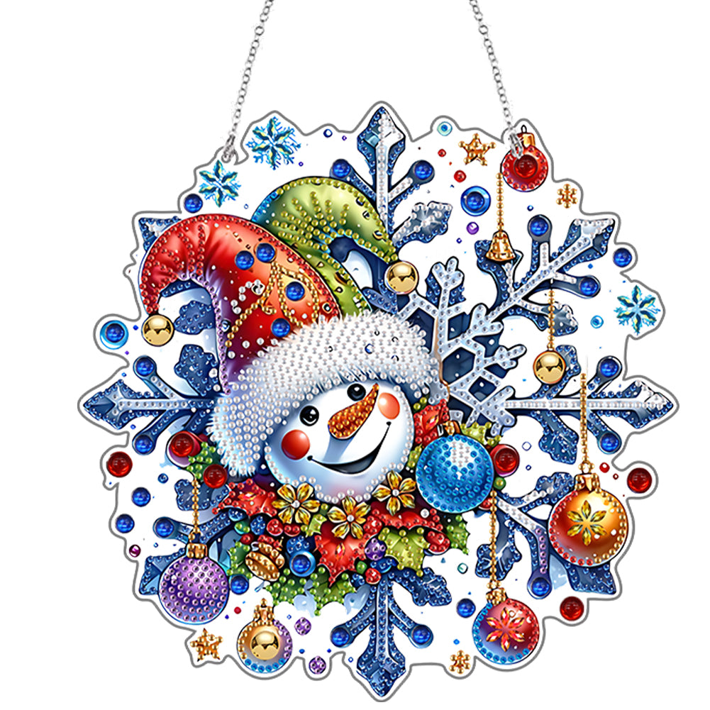 2D Flat Snowflakes DIY Acrylic Rhinestone Diamond Art Window Pendants Door Decor