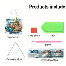 Load image into Gallery viewer, 2D Flat Christmas Car DIY Acrylic Rhinestone Diamond Art Window Pendants Decor
