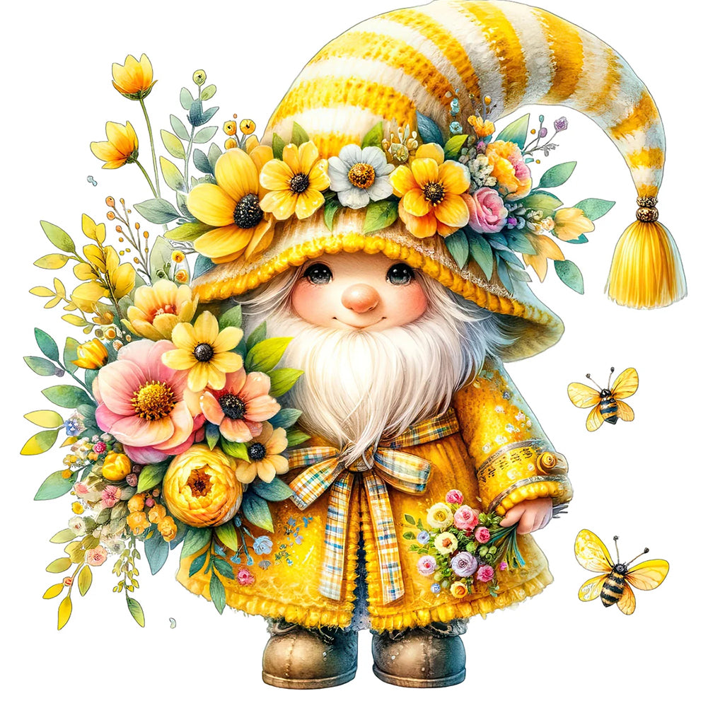 Diamond Painting - Full Round - Gnome And Flower (40*40CM)