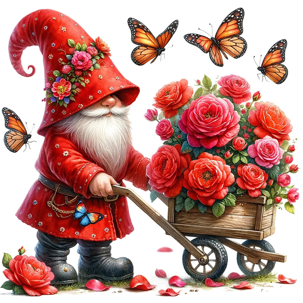 Diamond Painting - Full Round - Red Rose Gnome (40*40CM)
