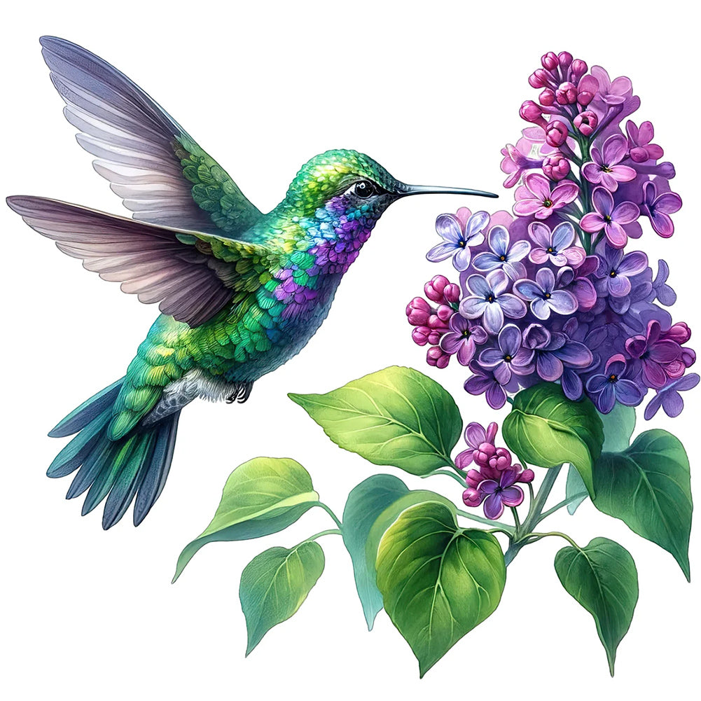 Diamond Painting - Full Round - Bird And Hydrangea (30*30CM)