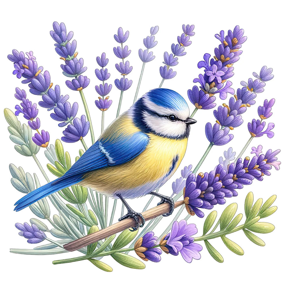 Diamond Painting - Full Round - Lavender And Bird (30*30CM)