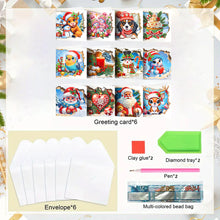 Load image into Gallery viewer, 12PCS DIY Xmas Pattern Rhinestone Diamond Art Mosaic Postcards for Celebrations Christmas

