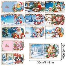 Load image into Gallery viewer, 12PCS DIY Xmas Pattern Rhinestone Diamond Art Mosaic Postcards for Celebrations Christmas
