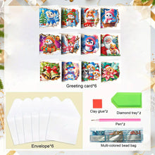 Load image into Gallery viewer, 12PCS DIY Xmas Pattern Rhinestone Diamond Art Mosaic Postcards for Celebrations Christmas
