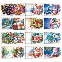 Load image into Gallery viewer, 12PCS DIY Xmas Pattern Rhinestone Diamond Art Mosaic Postcards for Celebrations Christmas
