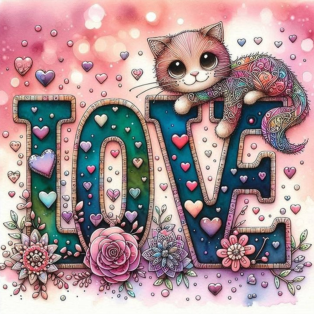Diamond Painting - Full Round - Love Cat And Dog (30*30CM)