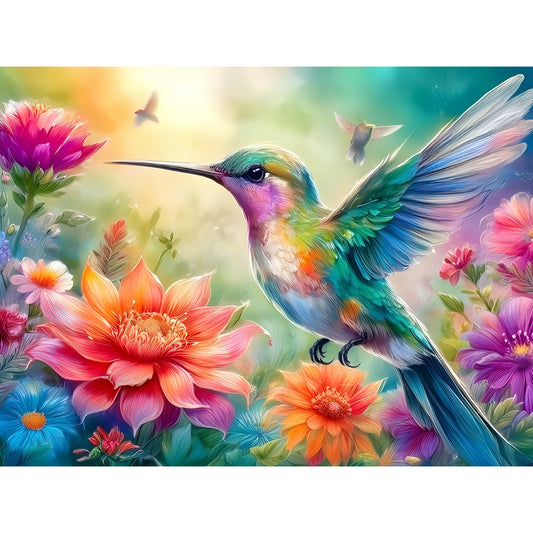 Diamond Painting - Full Round - Flower Hummingbird (40*30CM)