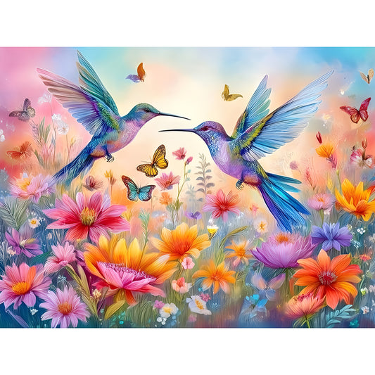 Diamond Painting - Full Round - Flower Hummingbird (40*30CM)