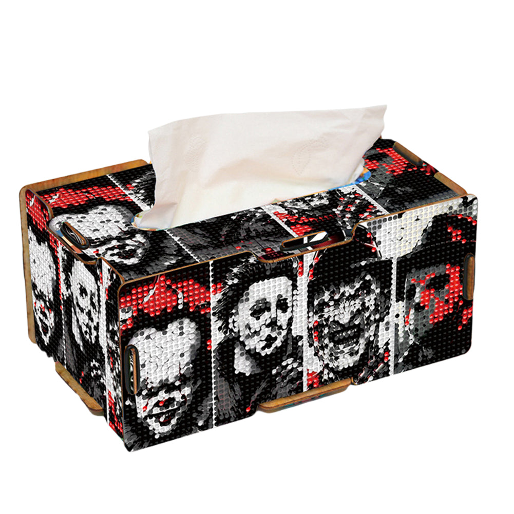 Halloween Clown Diamond Painting Tissue Box Wood Diamond Art Tissue Storage Box