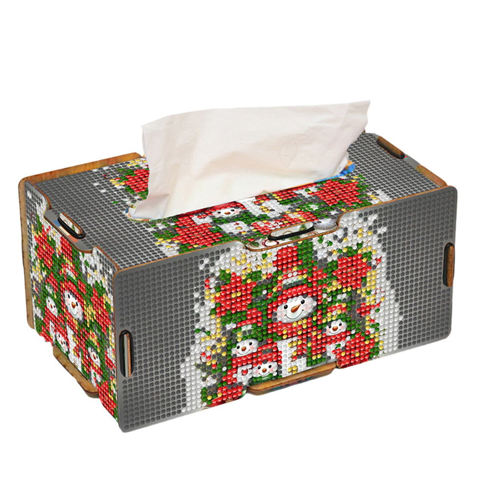 Xmas Snowman Diamond Painting Tissue Box Wooden Diamond Art Tissue Storage Box Christmas