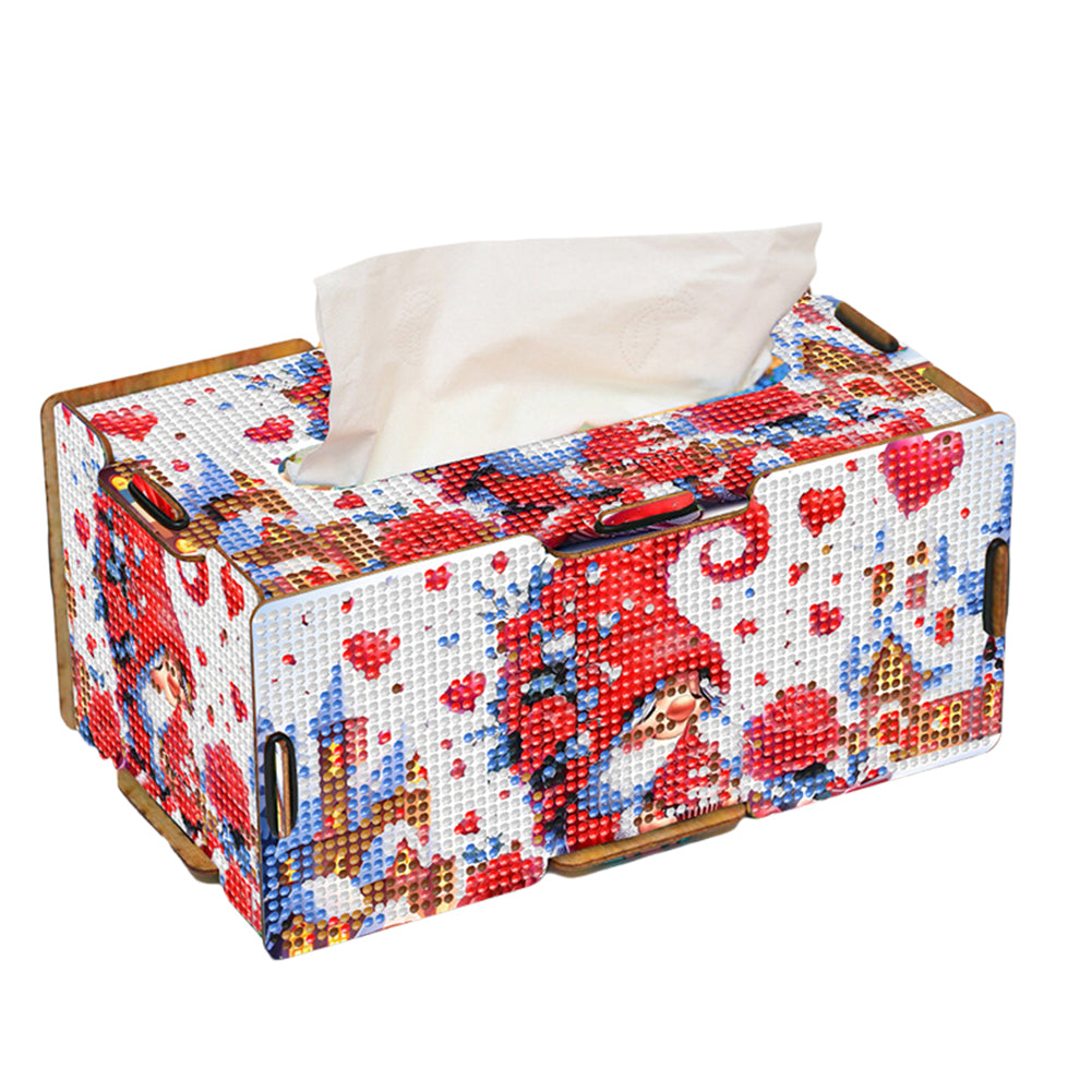 Valentine Gnome Diamond Painting Tissue Box Wood Diamond Art Tissue Storage Box