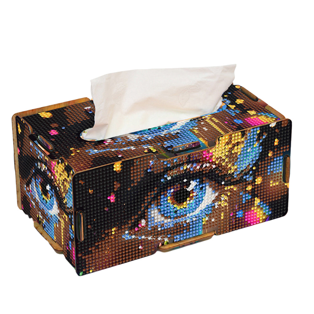 Colored Eyes Diamond Painting Tissue Box Wooden Diamond Art Tissue Storage Box