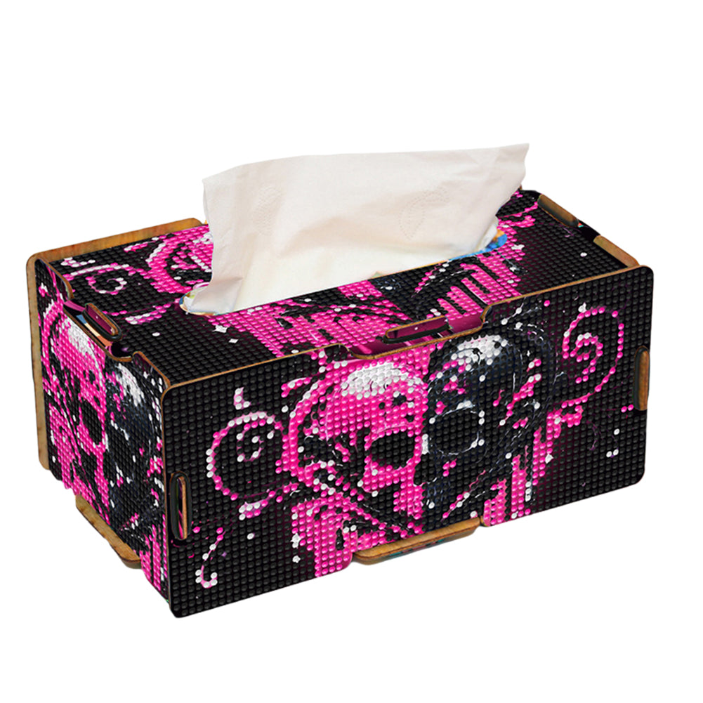 Heart Skull Diamond Painting Tissue Box Wooden Diamond Art Tissue Storage Box