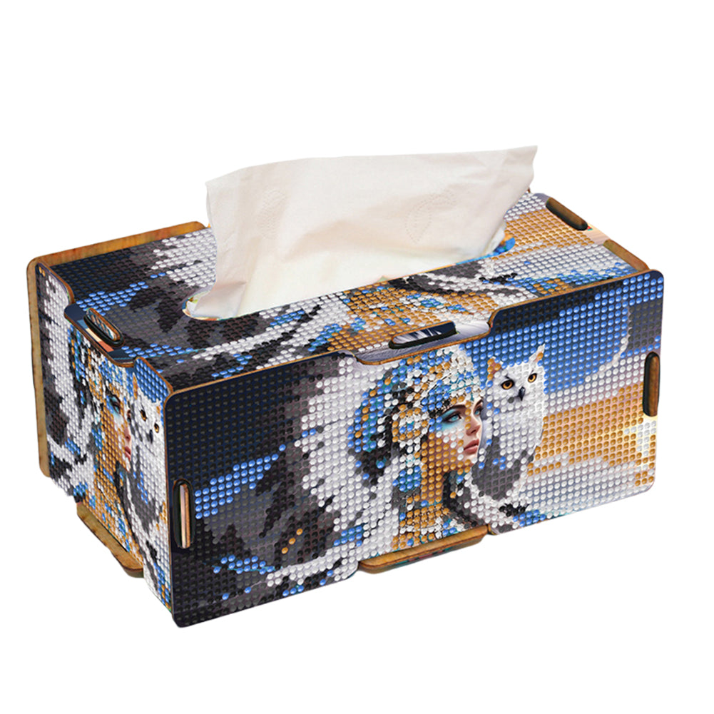 Owl Indian Diamond Painting Tissue Box Wooden Diamond Art Tissue Storage Box