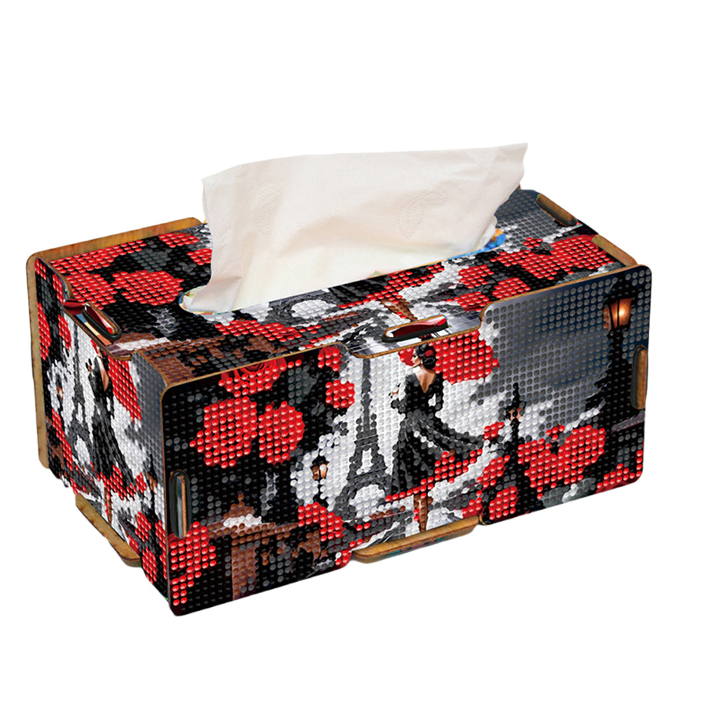 Paris Tower Diamond Painting Tissue Box Wooden Diamond Art Tissue Storage Box
