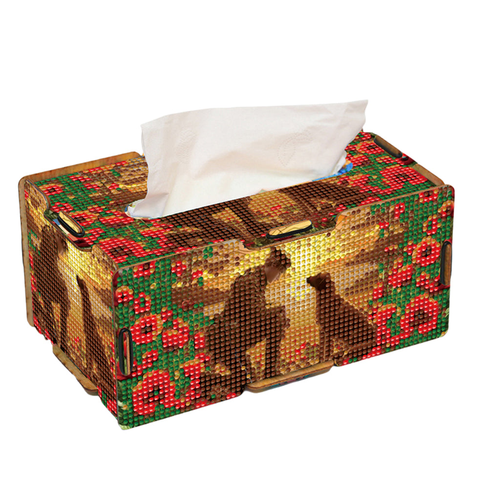 Soldier and Dog Diamond Painting Tissue Box Wood Diamond Art Tissue Storage Box