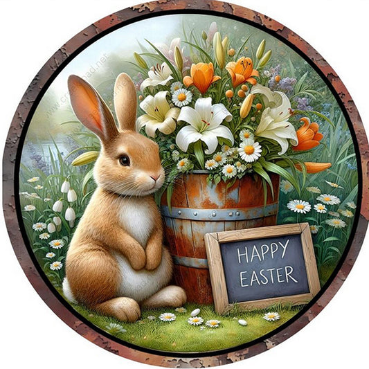 Diamond Painting - Full Round - Rabbit And Flower (30*30CM)