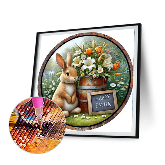Diamond Painting - Full Round - Rabbit And Flower (30*30CM)