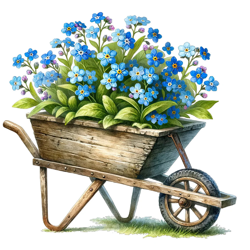 Diamond Painting - Full Round - Blue Star Flower Cart (30*30CM)