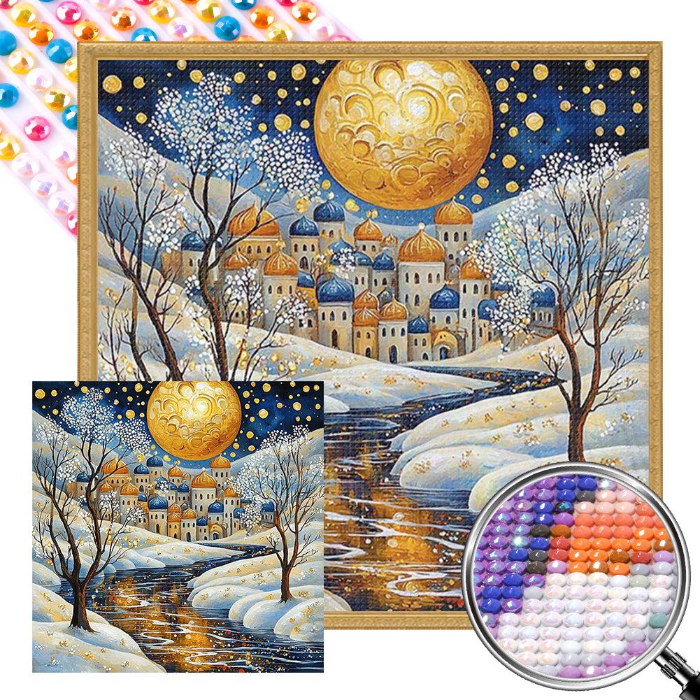 AB Diamond Painting - Full Round - House In Snow (40*40CM)