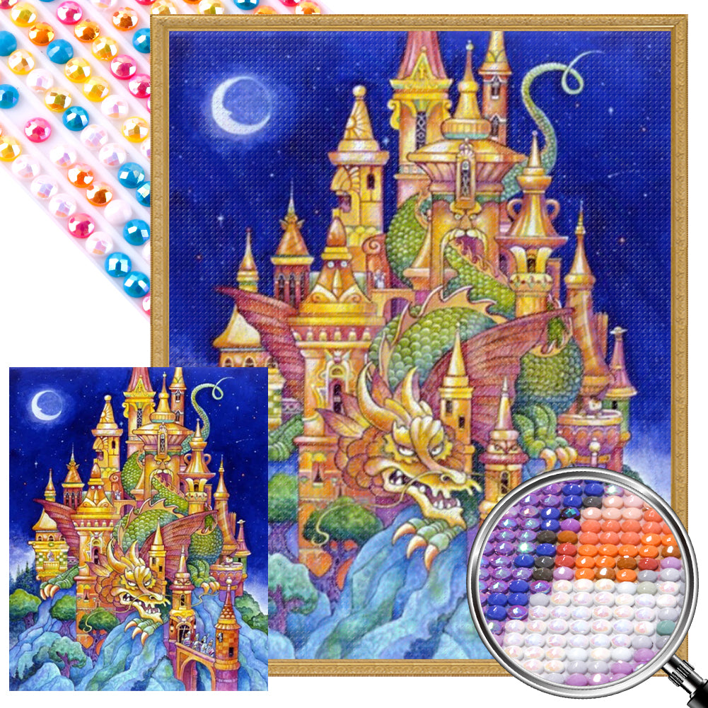 AB Diamond Painting - Full Round - Castle Dragon (40*50CM)