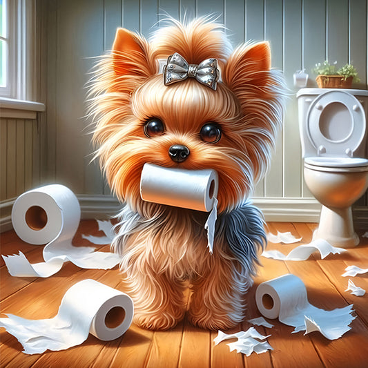 Diamond Painting - Full Round - Toilet Paper Puppy (30*30CM)