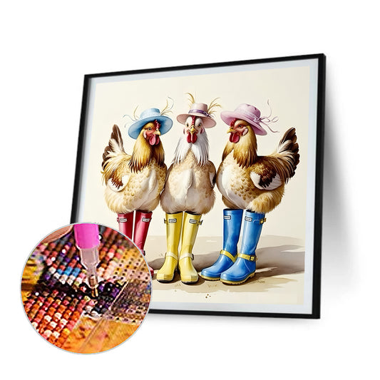 Diamond Painting - Full Round - Chicken In Water Shoes (30*30CM)