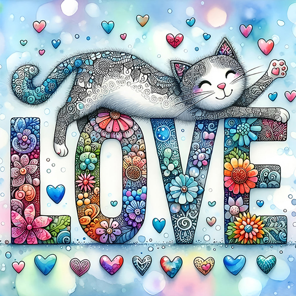 Diamond Painting - Full Round - Love Cat (30*30CM)