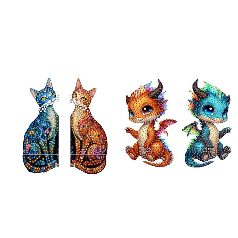 2pcs 2D Flat DIY Diamond Art Pendant DIY Home Decor Hanging Charm Decor (Kitten)