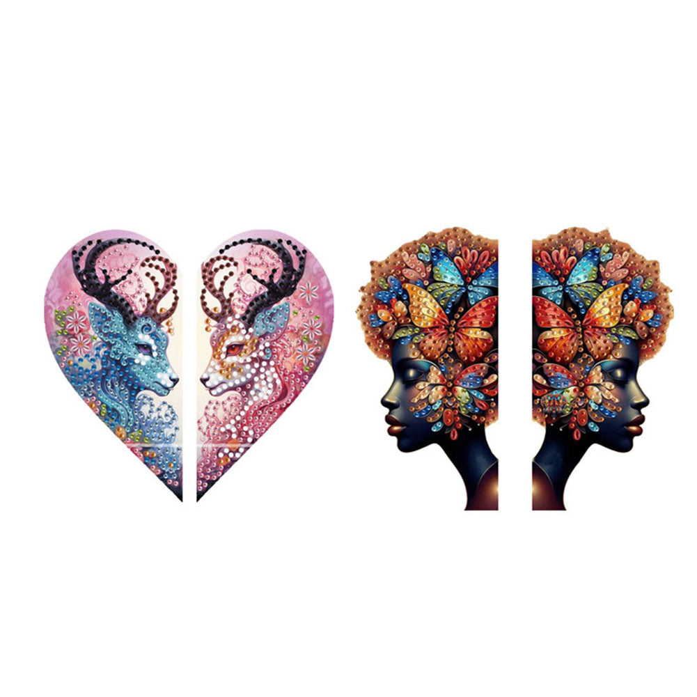 2pcs 2D Flat DIY Diamond Art Pendant DIY Home Decor Hanging Charm Decor (Woman)