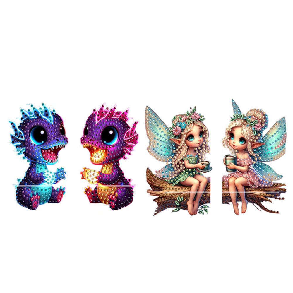 2pcs 2D Flat DIY Diamond Art Pendant DIY Home Decor Hanging Charm Decor (Fairy)