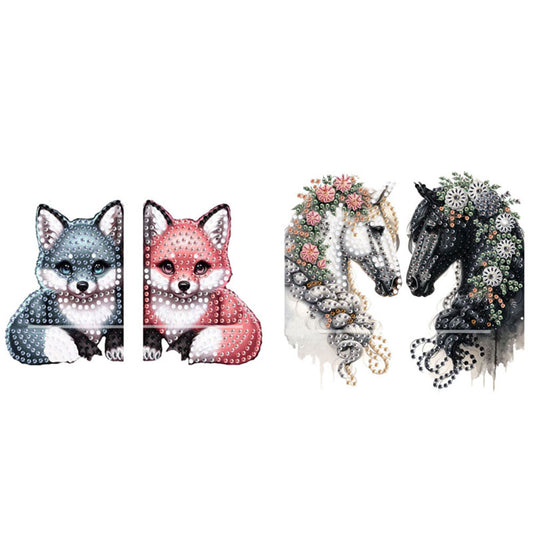 2pcs 2D Flat DIY Diamond Art Pendant DIY Home Decor Hanging Charm Decor (Horse)