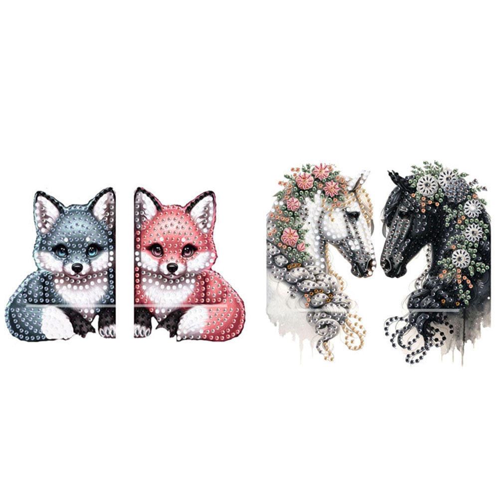 2pcs 2D Flat DIY Diamond Art Pendant DIY Home Decor Hanging Charm Decor (Horse)