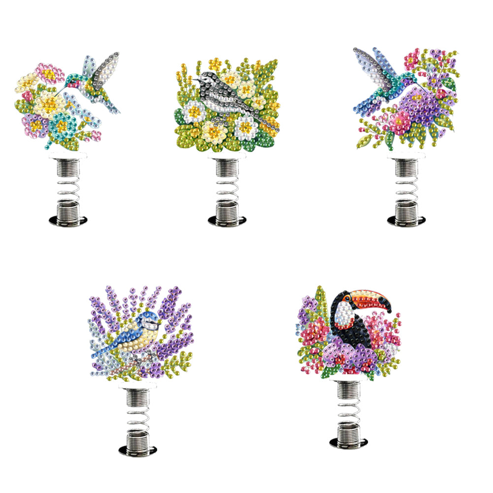 5PCS 2D Flat Animal Acrylic Decor DIY Diamond Painting Shake Ornaments (Flowers)