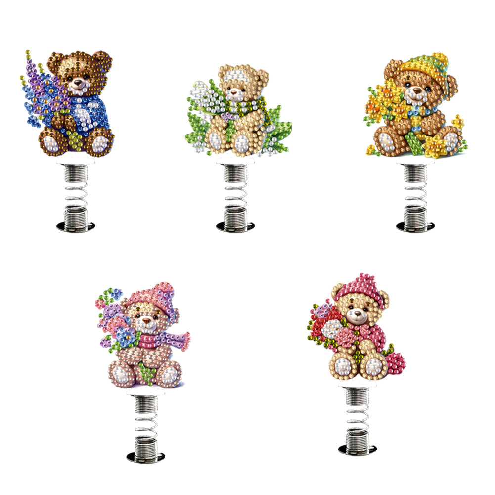 5PCS 2D Flat Animal Acrylic Decor DIY Diamond Painting Shake Ornaments (Bear)