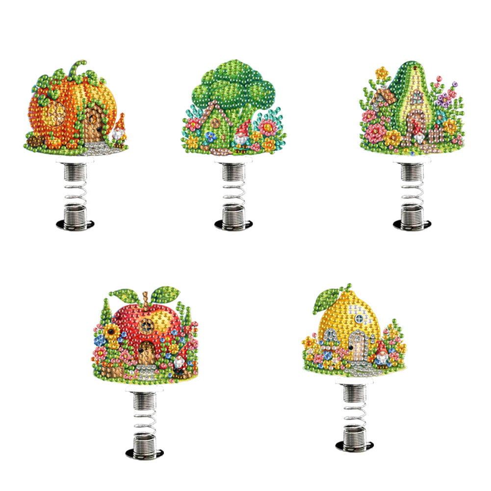 5PCS 2D Flat Animal Acrylic Decor DIY Diamond Painting Shake Ornaments (Fruit)