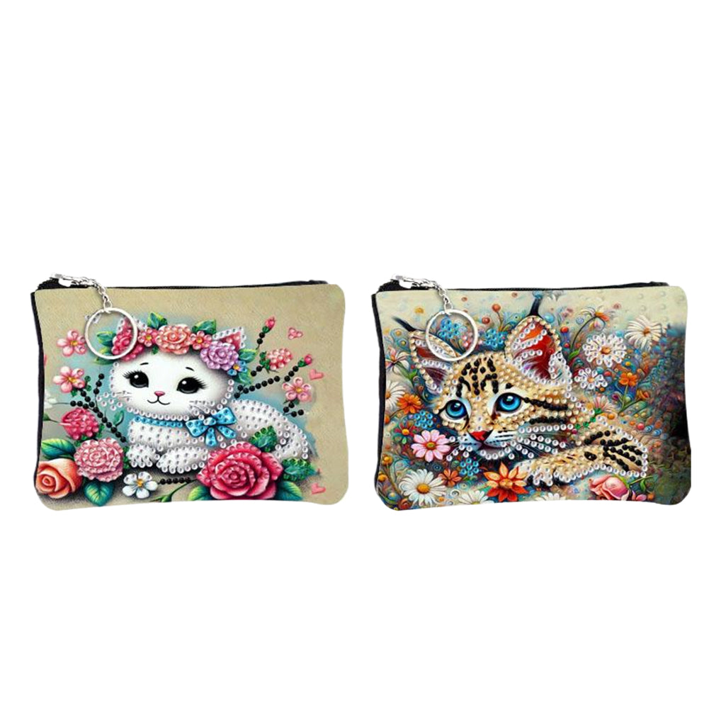 DIY Diamond Art Diamond Dot Card Pack Diamond Painting Coin Pouch (White Cat)