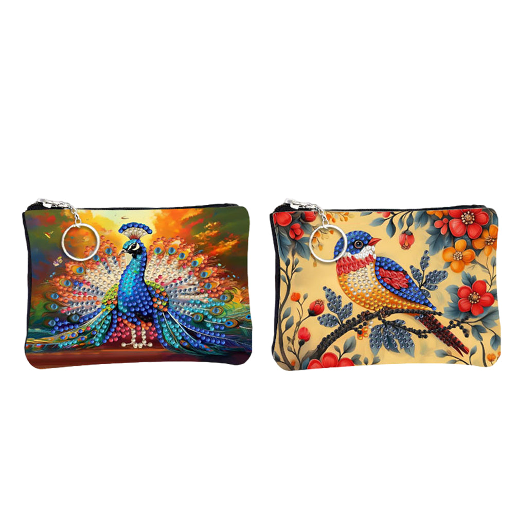 DIY Diamond Art Diamond Dot Card Pack Diamond Painting Coin Pouch (Peacock)