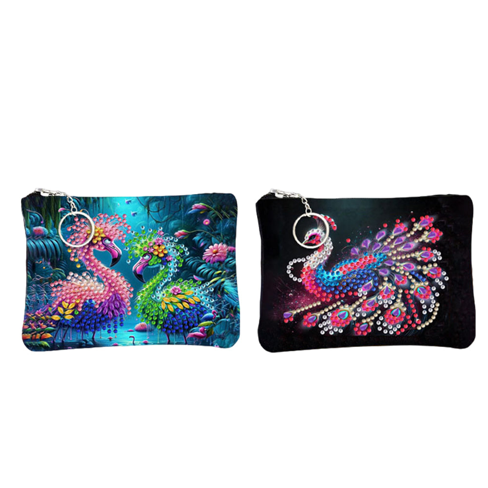 DIY Diamond Art Diamond Dot Card Pack 5D Diamond Painting Coin Pouch (Ostrich)