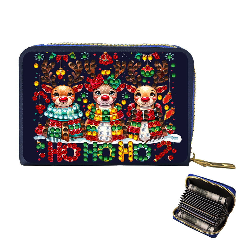 DIY Diamond Art Diamond Dot Card Pack 5D Diamond Painting Coin Pouch Gift (Elk) Christmas