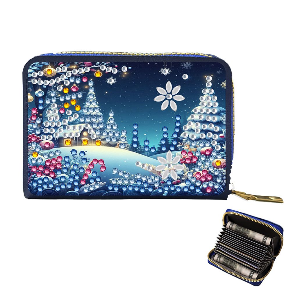 DIY Diamond Art Diamond Dot Card Pack 5D Diamond Painting Pouch (Snow Scene)