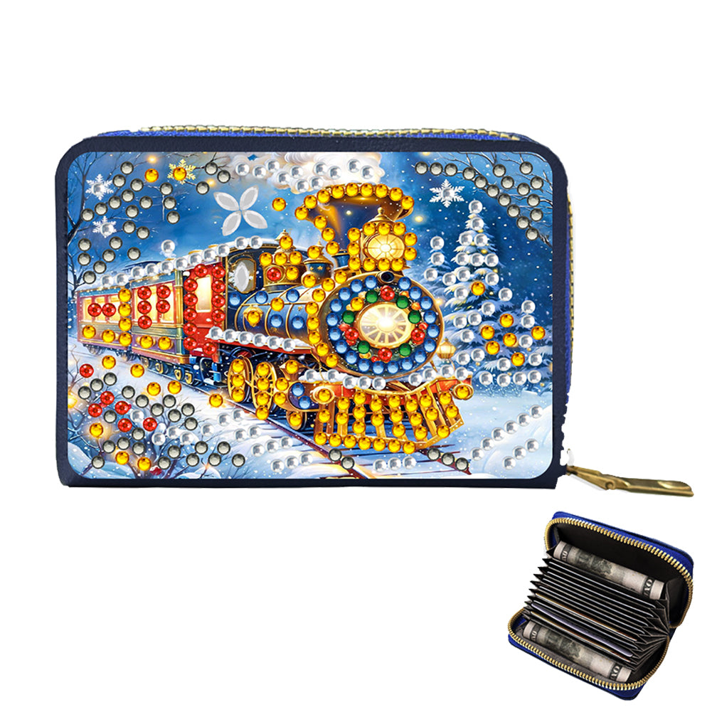 DIY Diamond Art Diamond Dot Card Pack 5D Diamond Painting Coin Pouch (Train)