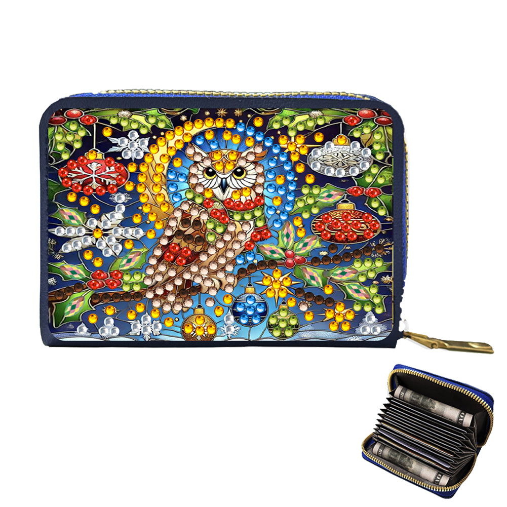 DIY Diamond Art Diamond Dot Card Pack 5D Diamond Painting Coin Pouch Gift (Owl) Christmas